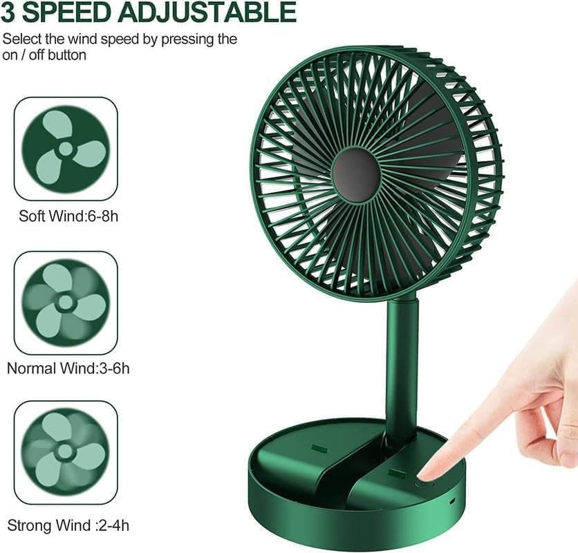 Telescopic Electric Desktop Fan, Height Adjustable, Foldable & Portable for Travel, Silent Table Top Fan for Bedside, Office Desk, Personal Cooling Fan
