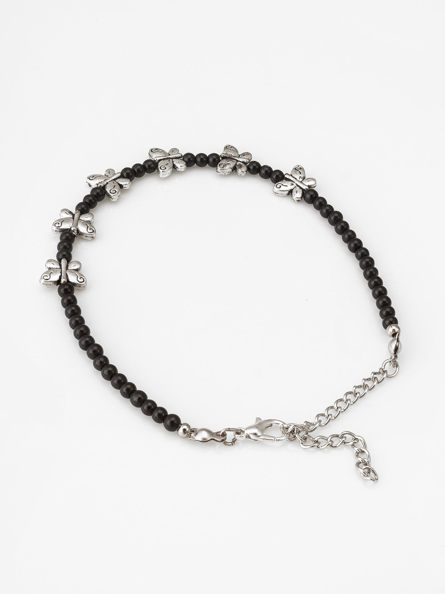 Sleek Black Leather Anklet – Bold and Modern