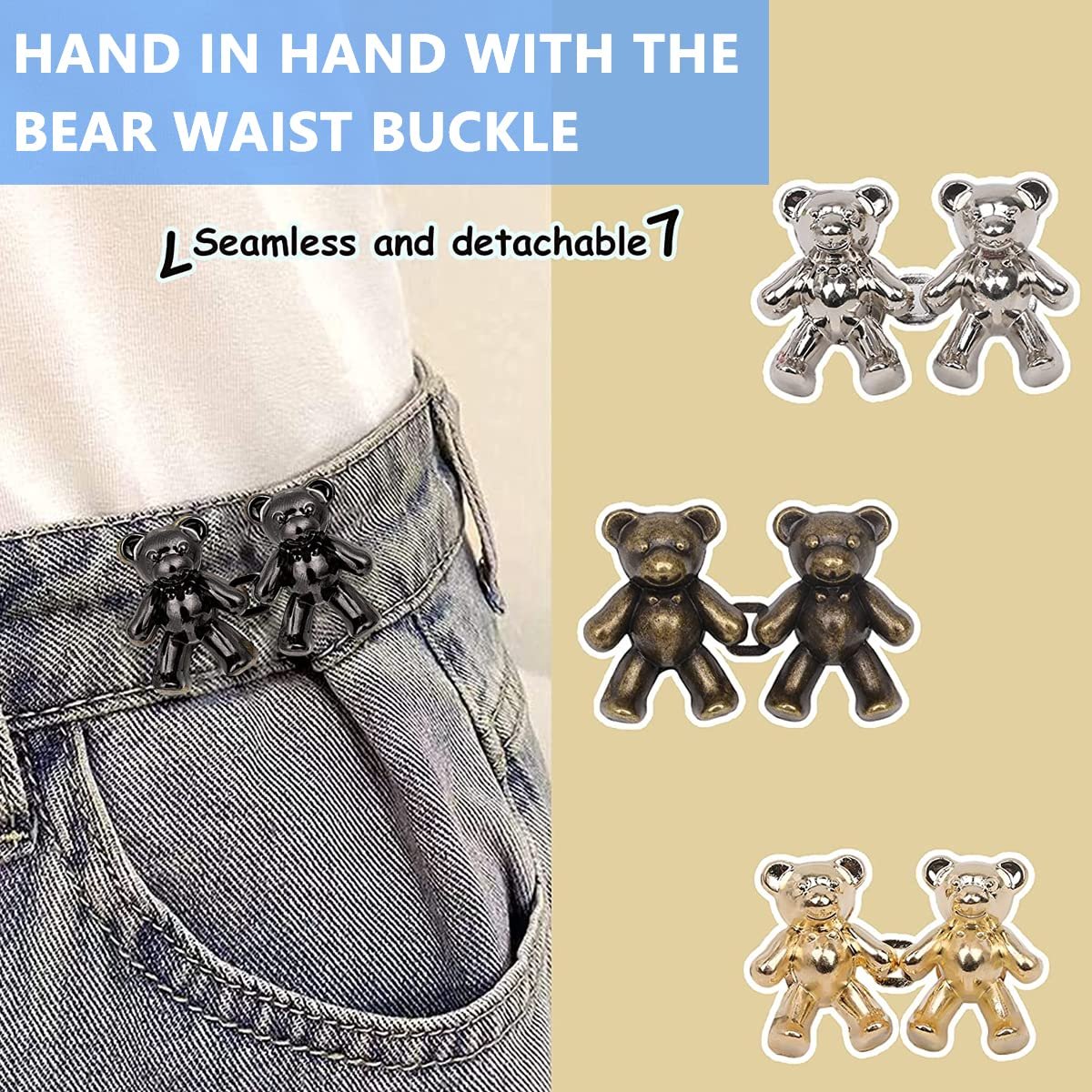 1 Pair Cute Bear Snap Buckles – Adorable and Functional Accessories