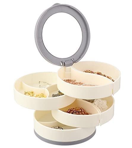 4-Layer Rotating Jewellery Box with Mirror – Organized Luxury