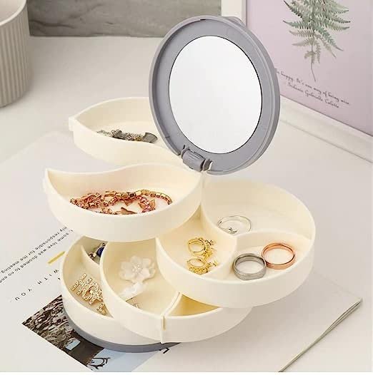 4-Layer Rotating Jewellery Box with Mirror – Organized Luxury