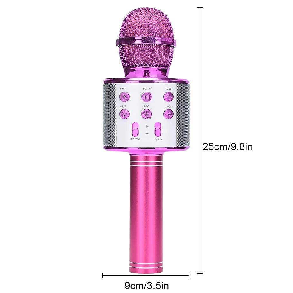 Golden Round Microphone for Singing & Fun – Wireless Karaoke Mic with Echo, LED Lights & Bluetooth for Parties, Kids & Adults