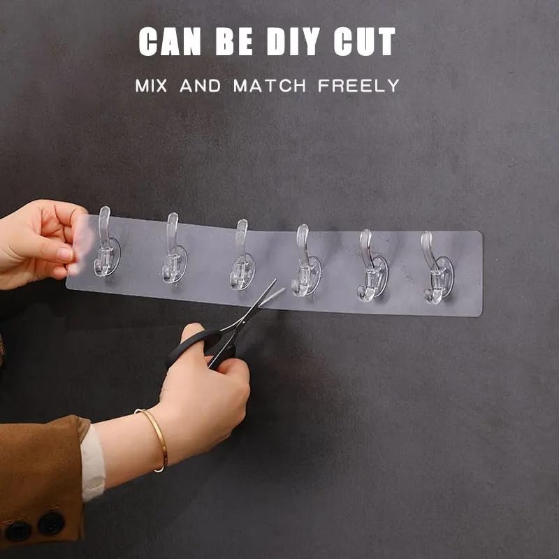 6 Rows Multifunctional Transparent Sticky Hook – Versatile Organization