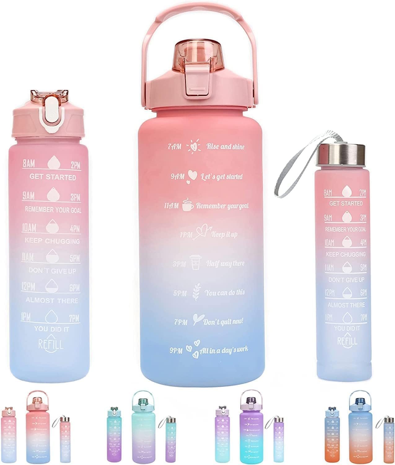Motivational Water Bottles (Set of 3) – Stay Inspired & Hydrated