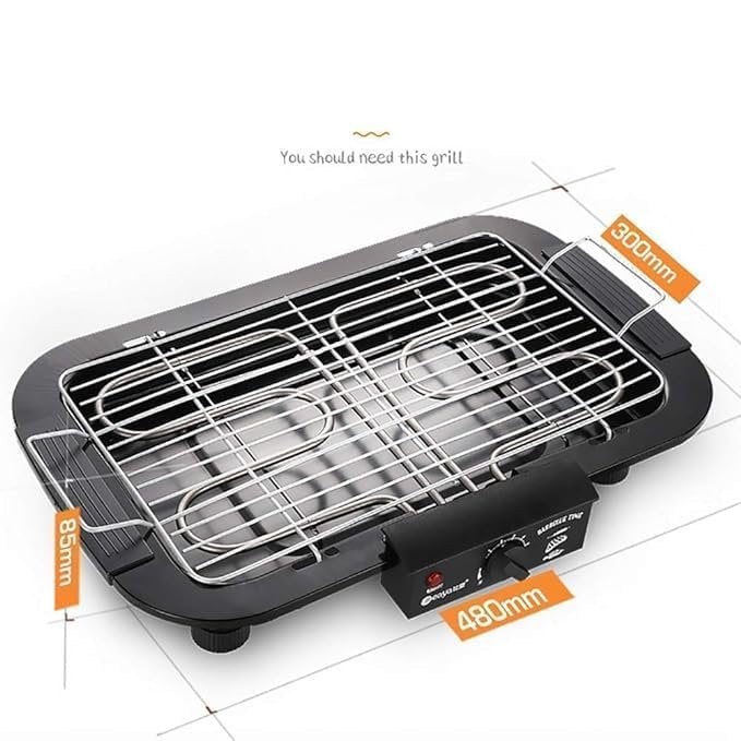 BBQ Electric Barbecue Grill | Smokeless Indoor & Outdoor Grill | Adjustable Temperature Control | Non-Stick Cooking Surface for Steaks, Vegetables