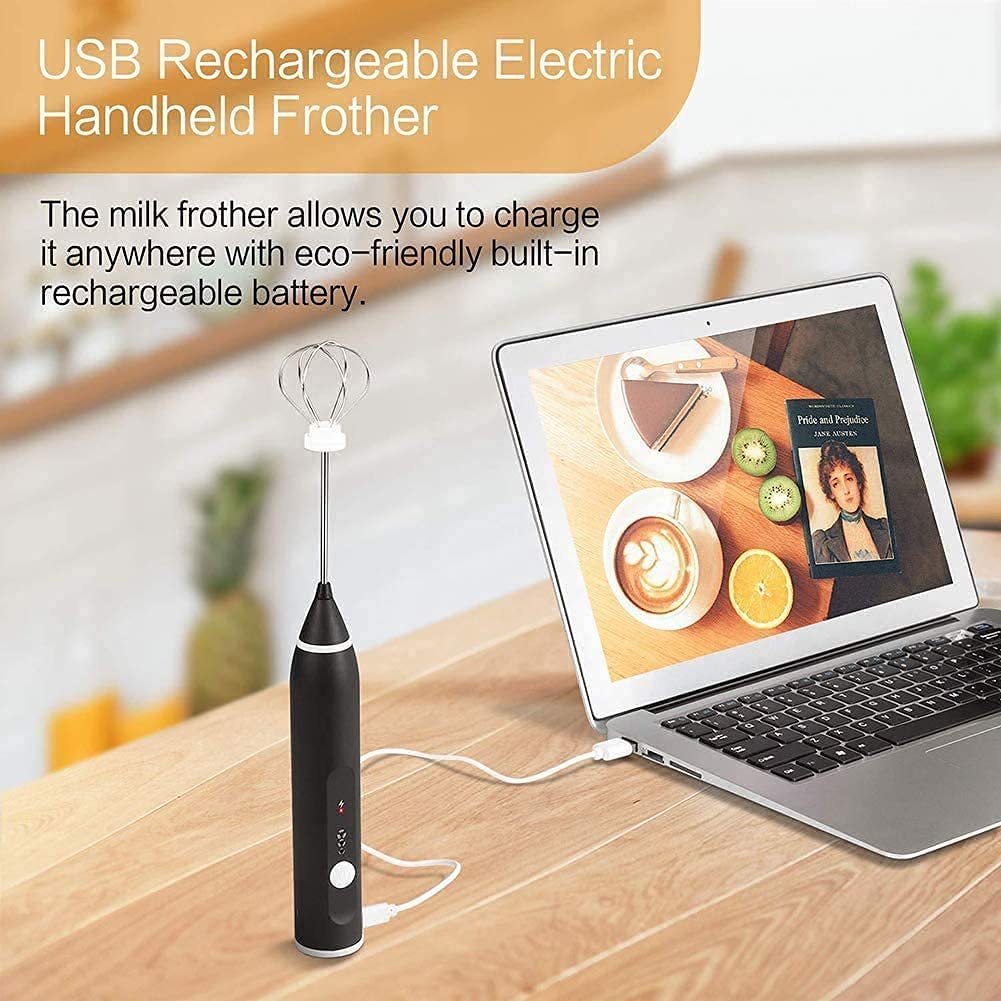 2-in-1 Cordless Electric USB Egg Coffee Mixer | Rechargeable Handheld Frother