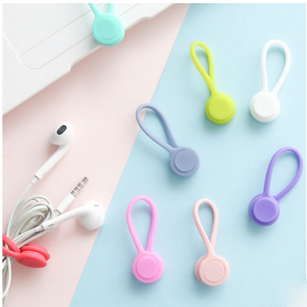 Set of 12 Silicone Magnetic Earphone Cord Winder – Tangle-Free Earphone Organizer