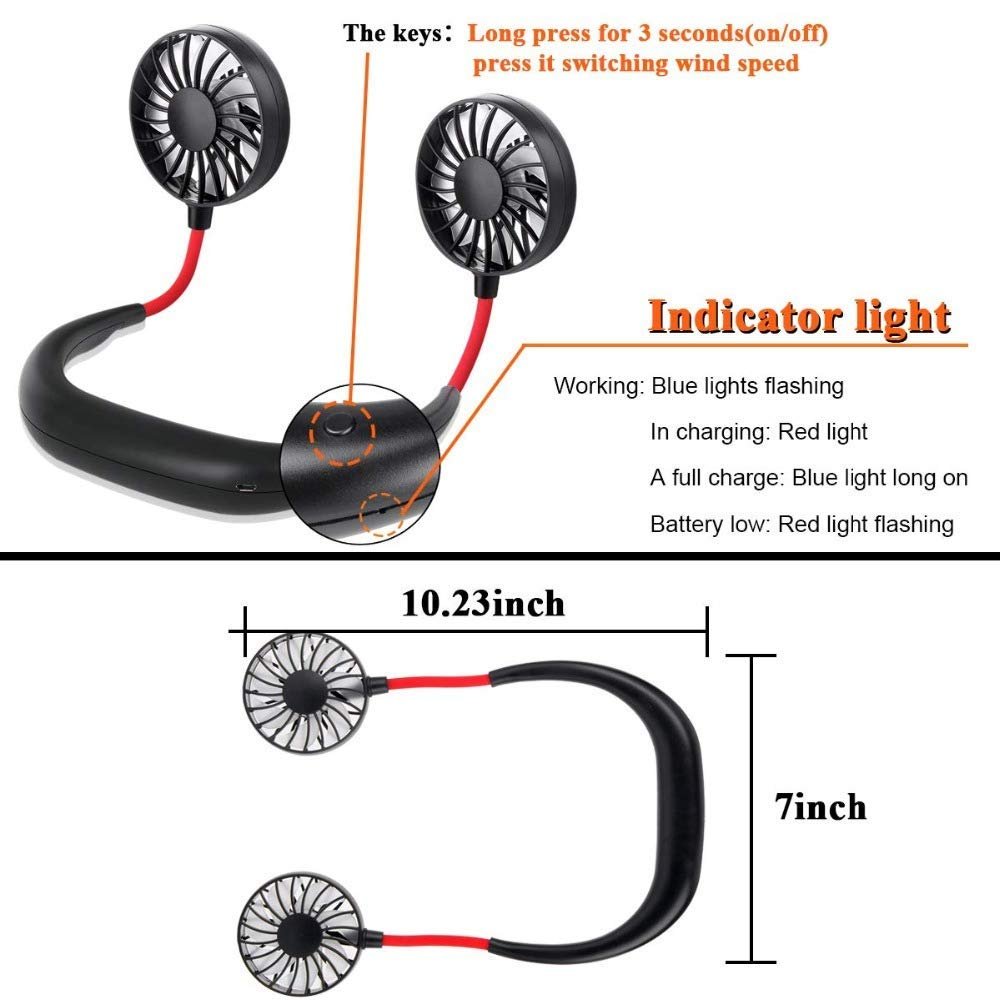 Portable Neck Fan – Hands-Free Personal Cooling Fan for Summer, Travel, and Outdoor Use
