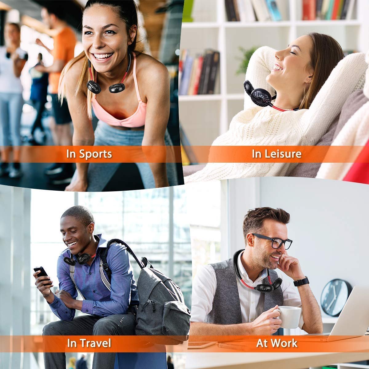 Portable Neck Fan – Hands-Free Personal Cooling Fan for Summer, Travel, and Outdoor Use