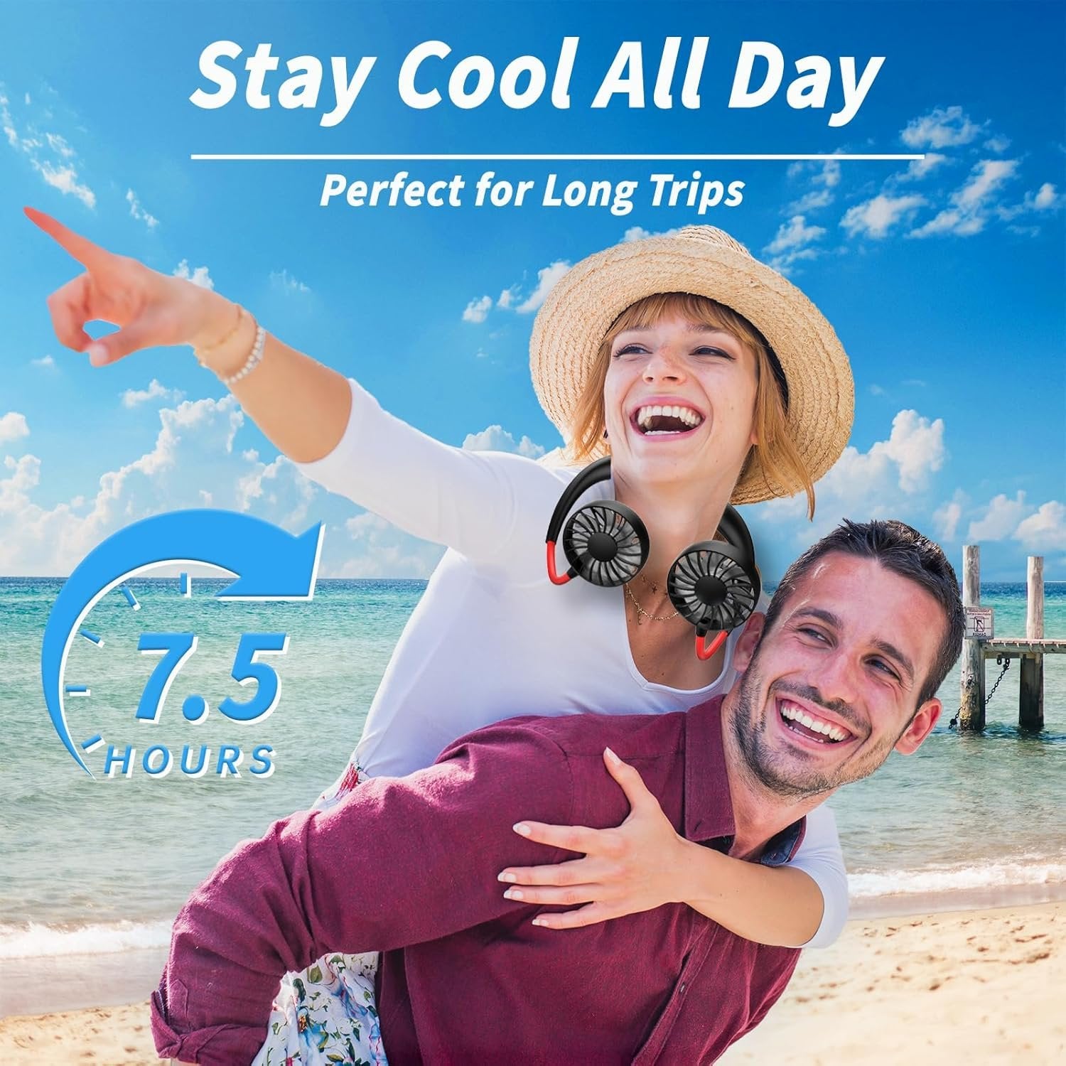 Portable Neck Fan – Hands-Free Personal Cooling Fan for Summer, Travel, and Outdoor Use