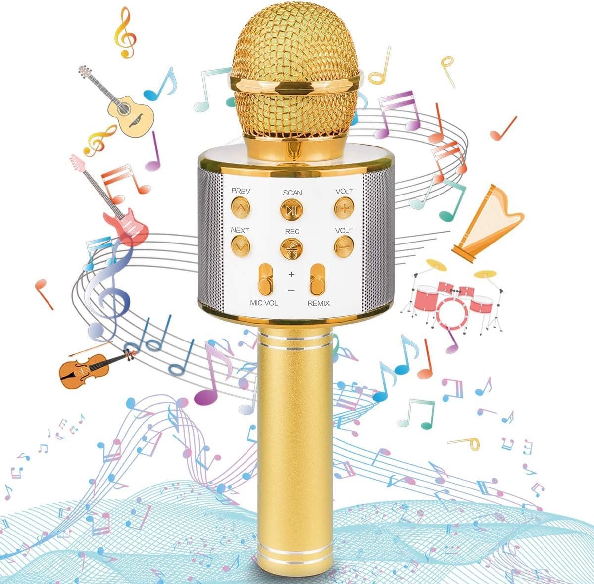Golden Round Mike – Premium Quality Microphone for Singing, Karaoke, and Audio Recording
