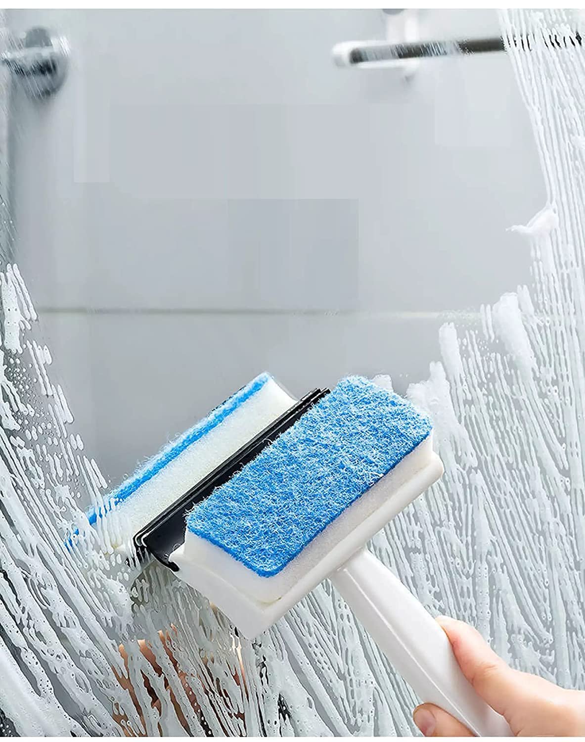 2 In 1 Glass Wiper Cleaning Brush – Window and Glass Cleaning Tool with Scraper