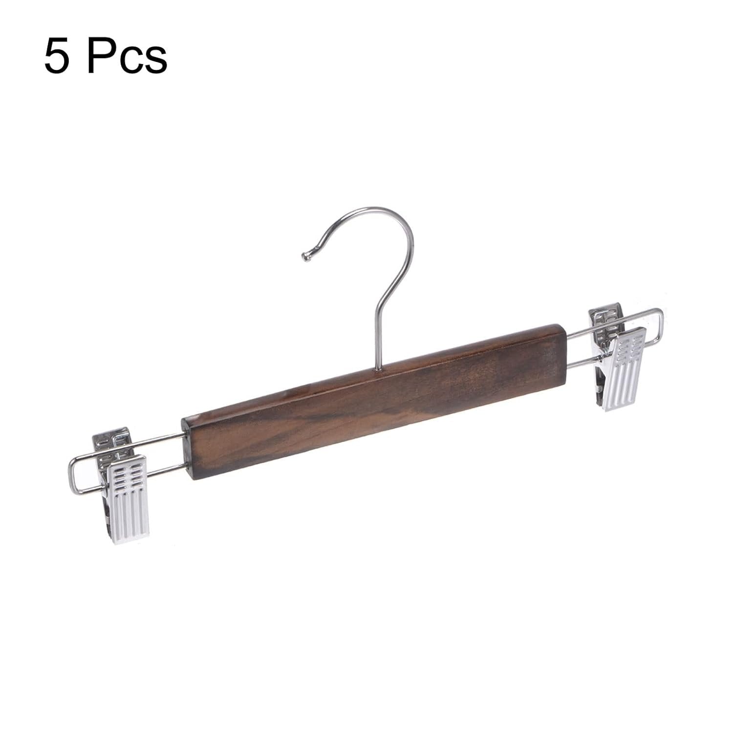 Wood Skirt Hanger with Clips – Wooden Trouser &amp; Skirt Hangers for Closet Organization (Set of 5)
