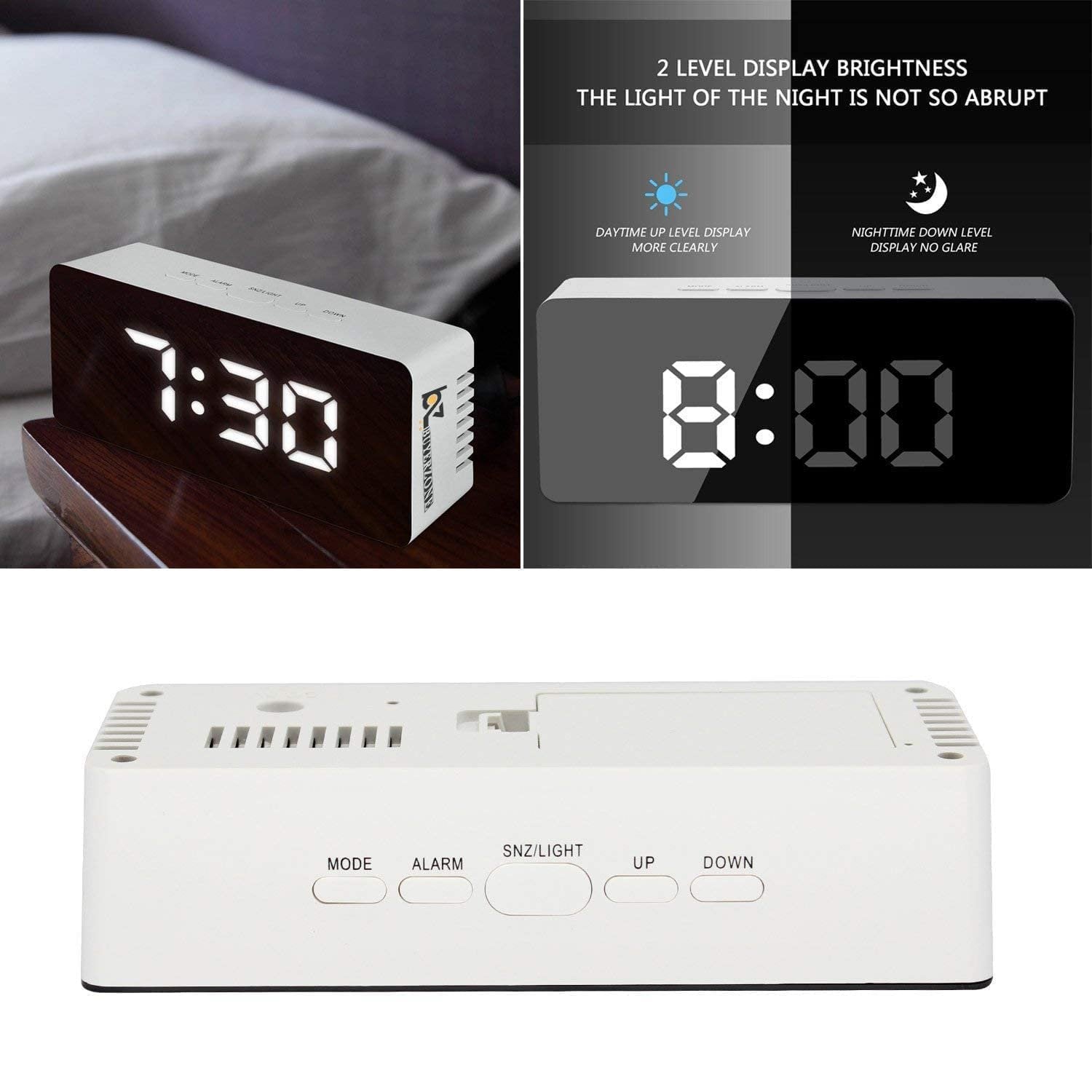 Z10 Mirror Clock – Sleek LED Mirror Alarm Clock with Touchscreen & Temperature Display