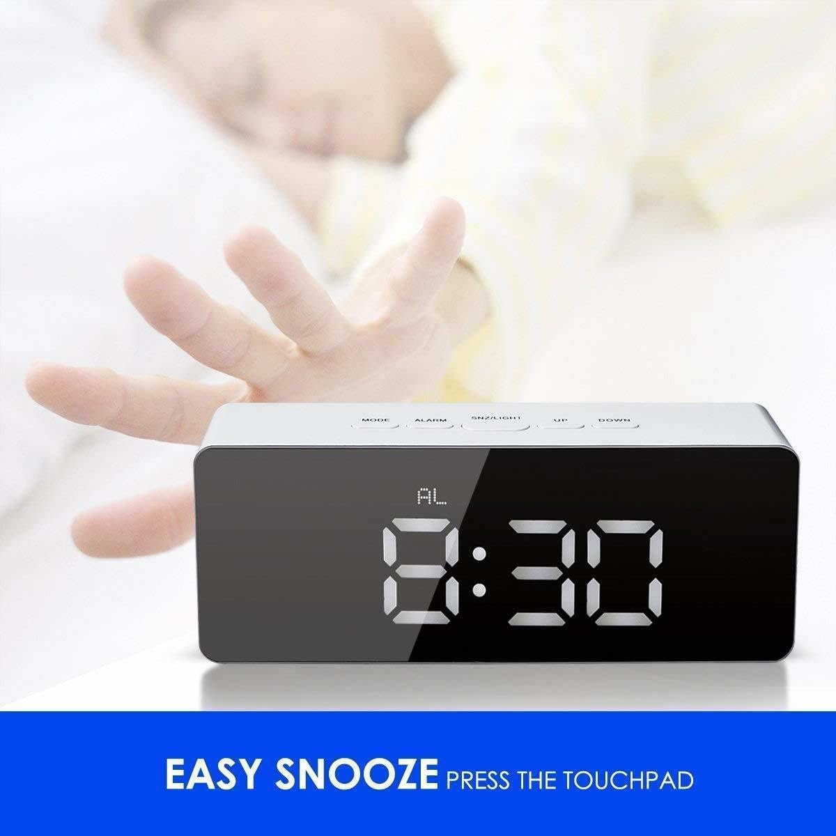 Z10 Mirror Clock – Sleek LED Mirror Alarm Clock with Touchscreen & Temperature Display