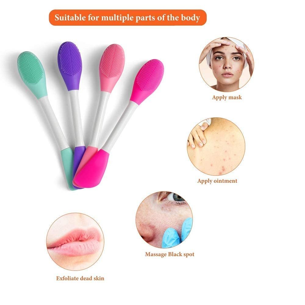 2 Side Facial Cleansing Brush ? Soft Silicone & Bristle Dual-Sided Exfoliator | Deep Pore Cleanser for Face, Gentle Scrub Brush for All Skin Types ? Reusable & Travel Friendly