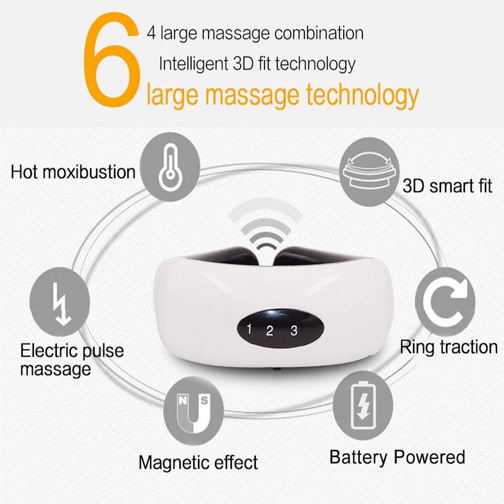 Electric Neck Massager ? Smart Heating & Pulse Technology | Portable Neck Relaxation Device for Pain Relief, Muscle Tension, and Stress | Wireless, Rechargeable