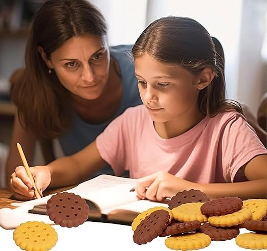 Mini Biscuit Shaped Erasers ? Set of 6 ? Cute and Realistic Erasers for Kids, Students, and Collectors ? Soft, Non-Toxic, Durable ? Perfect for School Supplies, Party Favors, and Gifts
