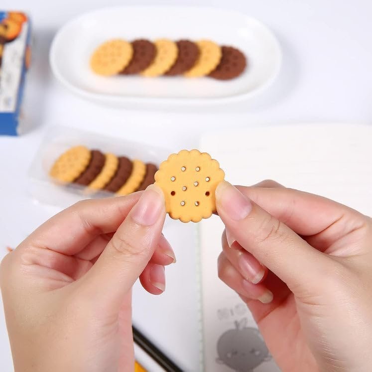 Mini Biscuit Shaped Erasers ? Set of 6 ? Cute and Realistic Erasers for Kids, Students, and Collectors ? Soft, Non-Toxic, Durable ? Perfect for School Supplies, Party Favors, and Gifts
