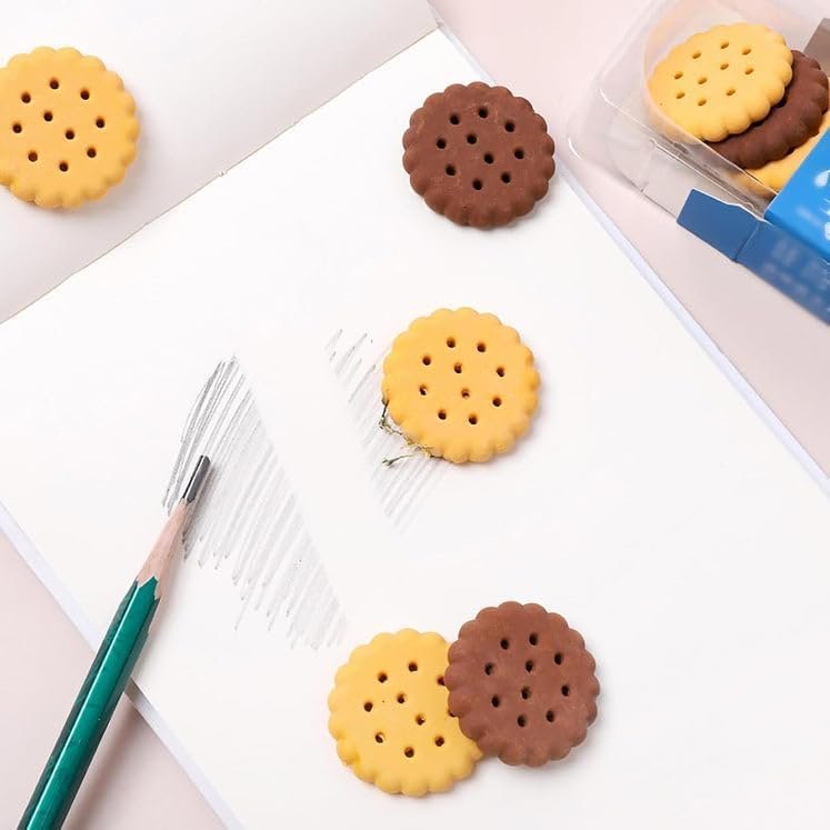 Mini Biscuit Shaped Erasers ? Set of 6 ? Cute and Realistic Erasers for Kids, Students, and Collectors ? Soft, Non-Toxic, Durable ? Perfect for School Supplies, Party Favors, and Gifts
