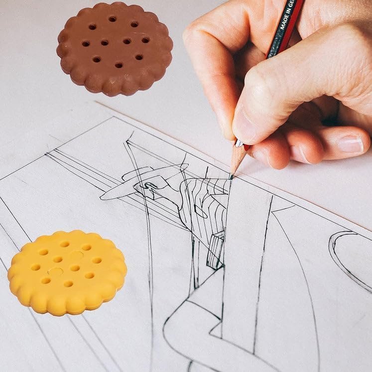 Mini Biscuit Shaped Erasers ? Set of 6 ? Cute and Realistic Erasers for Kids, Students, and Collectors ? Soft, Non-Toxic, Durable ? Perfect for School Supplies, Party Favors, and Gifts
