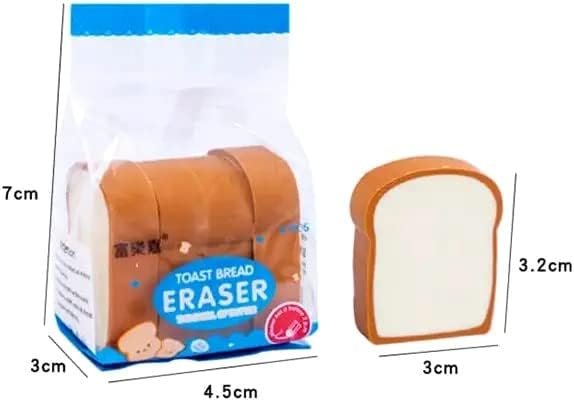 Bread Shaped Erasers ? Pack of 4 ? Cute and Realistic Erasers for Kids, Students, and Collectors ? Soft, Non-Toxic, Durable ? Perfect for School Supplies, Party Favors, and Gifts

