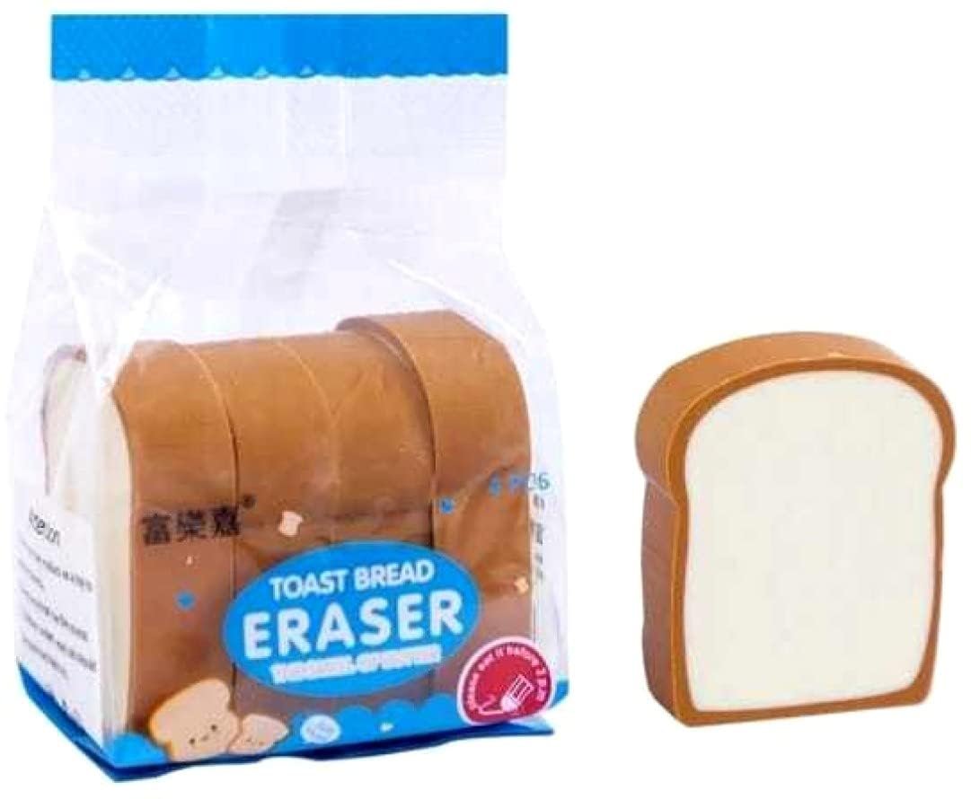 Bread Shaped Erasers ? Pack of 4 ? Cute and Realistic Erasers for Kids, Students, and Collectors ? Soft, Non-Toxic, Durable ? Perfect for School Supplies, Party Favors, and Gifts

