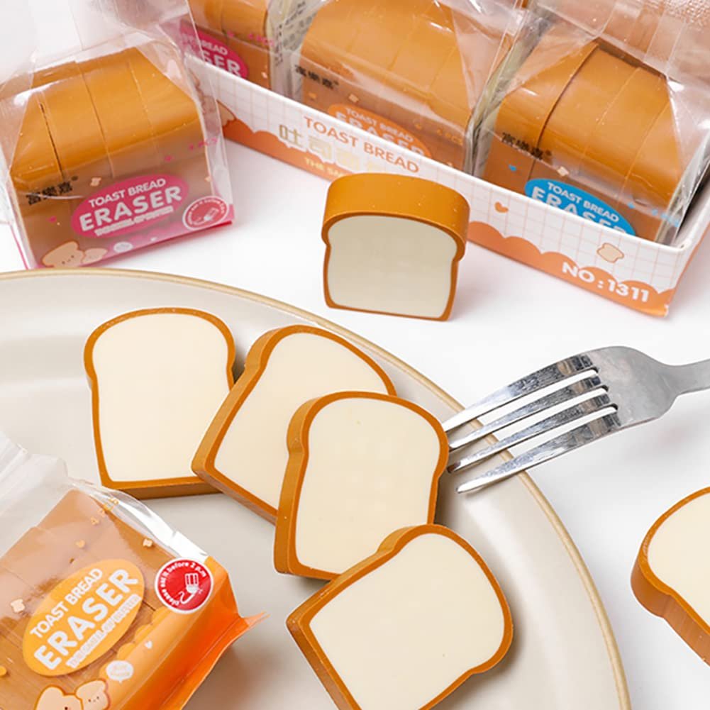 Bread Shaped Erasers ? Pack of 4 ? Cute and Realistic Erasers for Kids, Students, and Collectors ? Soft, Non-Toxic, Durable ? Perfect for School Supplies, Party Favors, and Gifts

