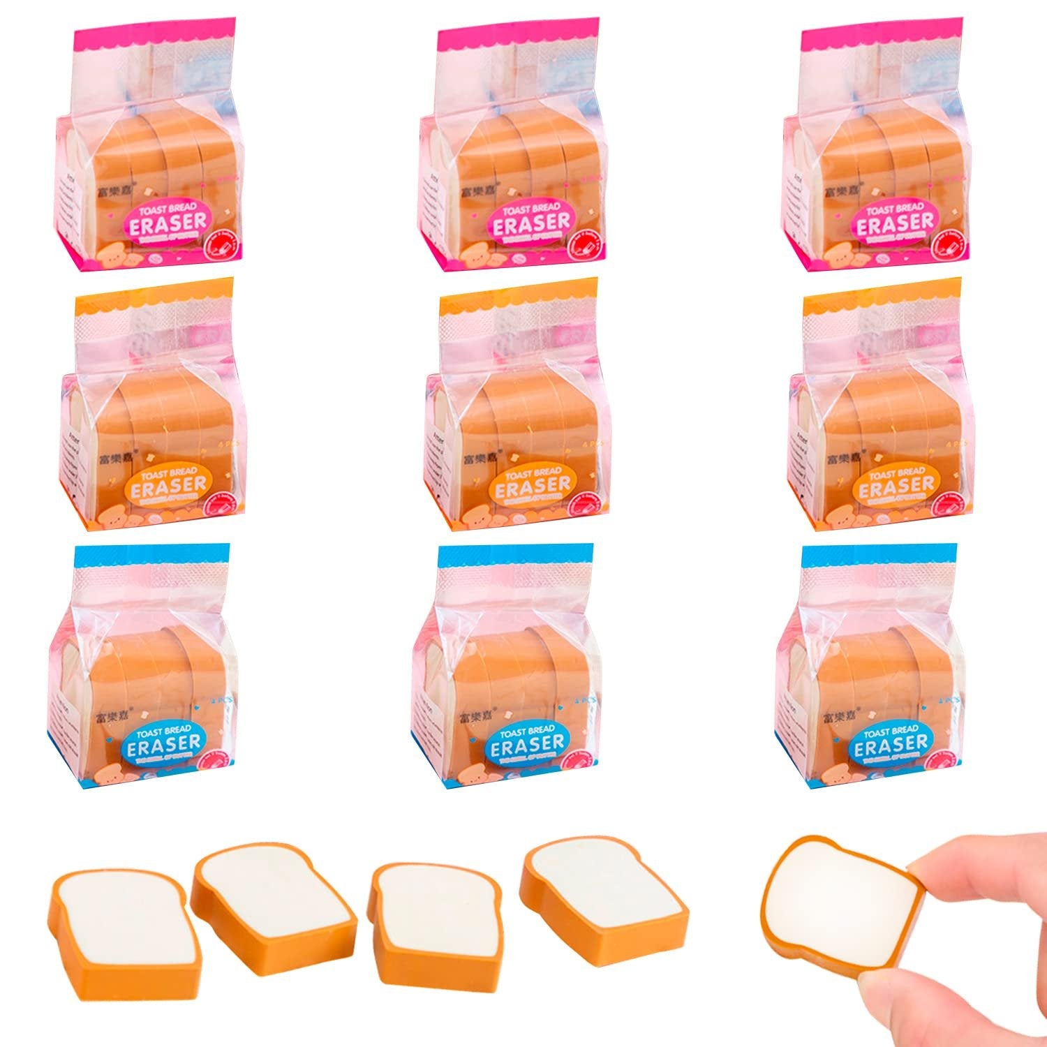 Bread Shaped Erasers ? Pack of 4 ? Cute and Realistic Erasers for Kids, Students, and Collectors ? Soft, Non-Toxic, Durable ? Perfect for School Supplies, Party Favors, and Gifts

