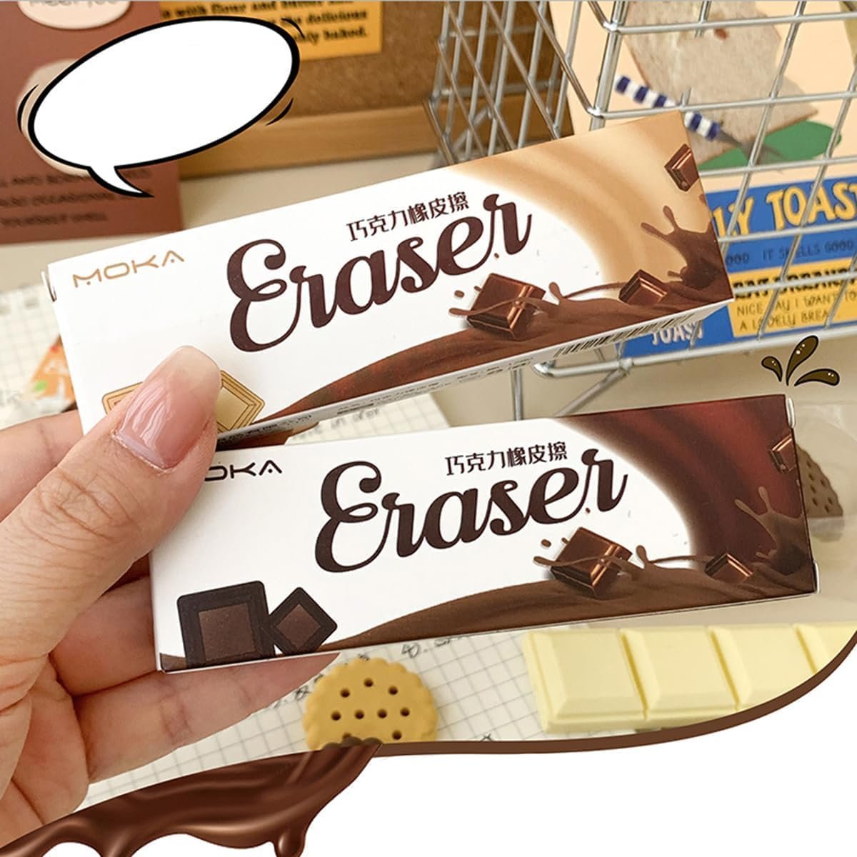 Cadbury Shaped Eraser ? 1 PC ? Fun and Realistic Chocolate Bar Design ? Cute, Creative, and Unique Eraser for Kids, Students, and Collectors ? Non-Toxic, Durable, Perfect for School and Gifts

