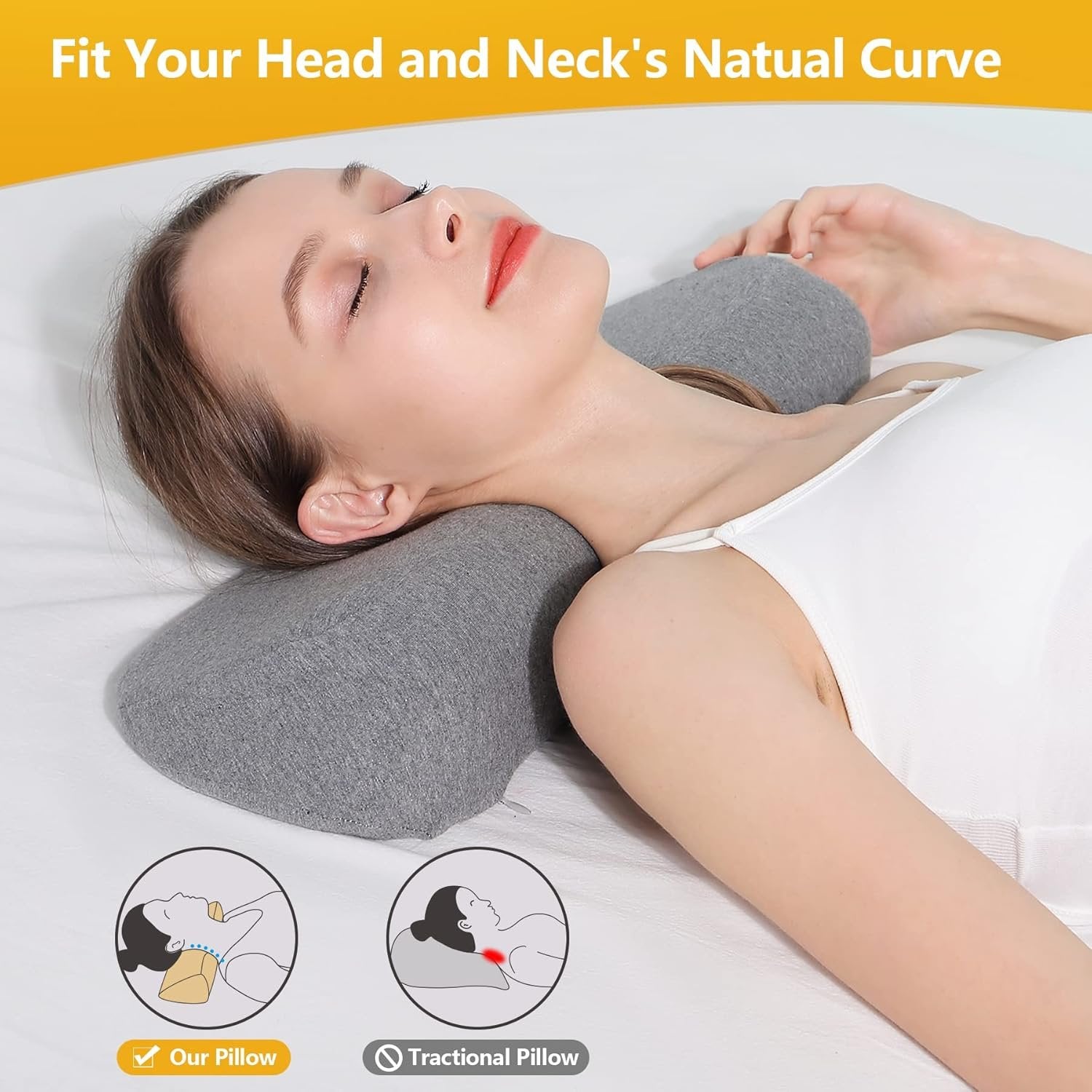 Cervical Neck Pillow | Contoured Memory Foam Pillow for Neck Pain Relief | Supports Spine Alignment & Comfort for Better Sleep
