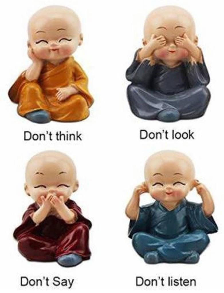 Monk Buddha Decorative Set of 4 | Premium Handcrafted Figurines | Spiritual Home Decor for Peace & Tranquility

