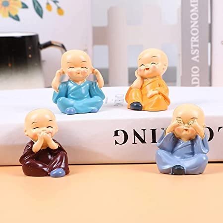 Monk Buddha Decorative Set of 4 | Premium Handcrafted Figurines | Spiritual Home Decor for Peace & Tranquility

