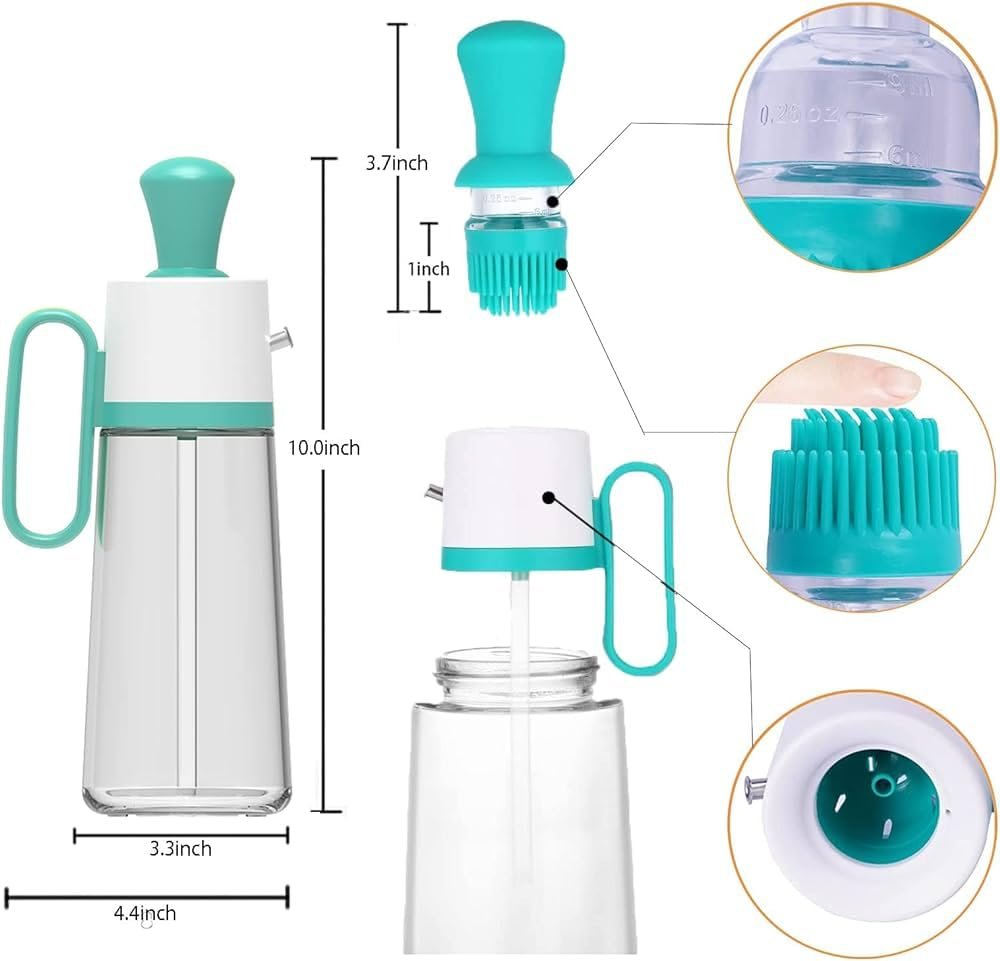 2 in 1 Glass Oil Dispenser Bottle with Brush | Oil, Vinegar & Sauce Dispenser | Easy to Pour & Brush for Cooking & Grilling

