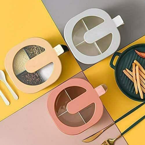 4 Compartments Seasoning Box Spice Jar | Airtight, Durable Spice Storage Box | Organize Your Spices, Herbs, & Seasonings | Ideal for Kitchen Storage

