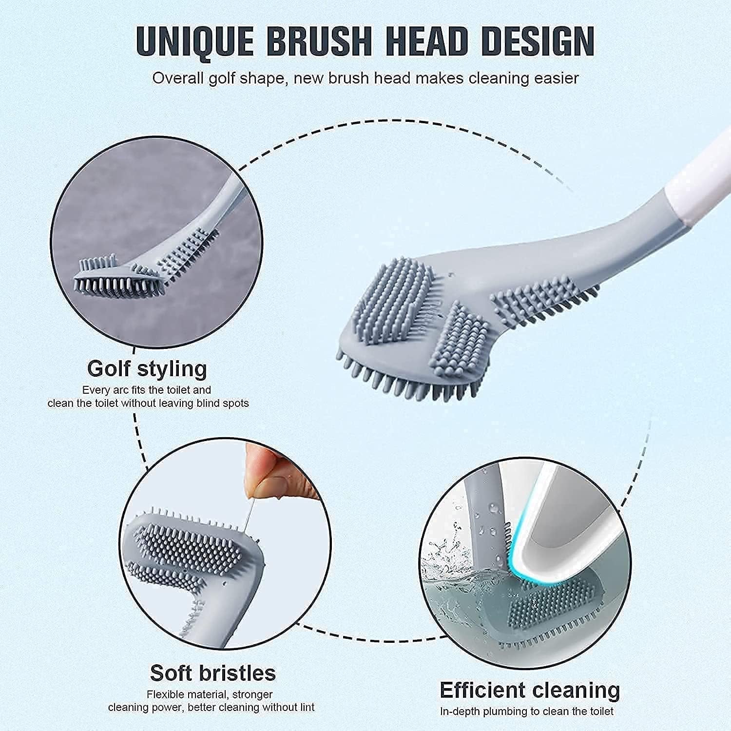 Golf Shape Toilet Brush Cleaner ? Unique Bathroom Cleaning Brush with Holder ? Compact Design, Durable Bristles, Deep Cleaning for Toilet Bowl and Rim