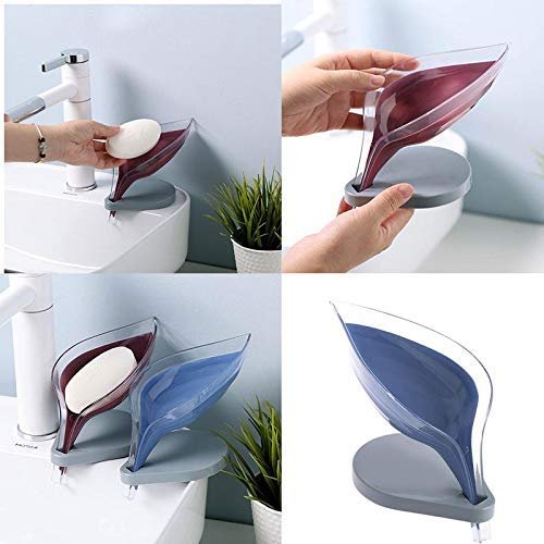 Leaf Shape Soap Holder ? Self-Draining Soap Dish for Bathroom & Kitchen ? Anti-Slip Design, Easy Drainage, Stylish & Functional


