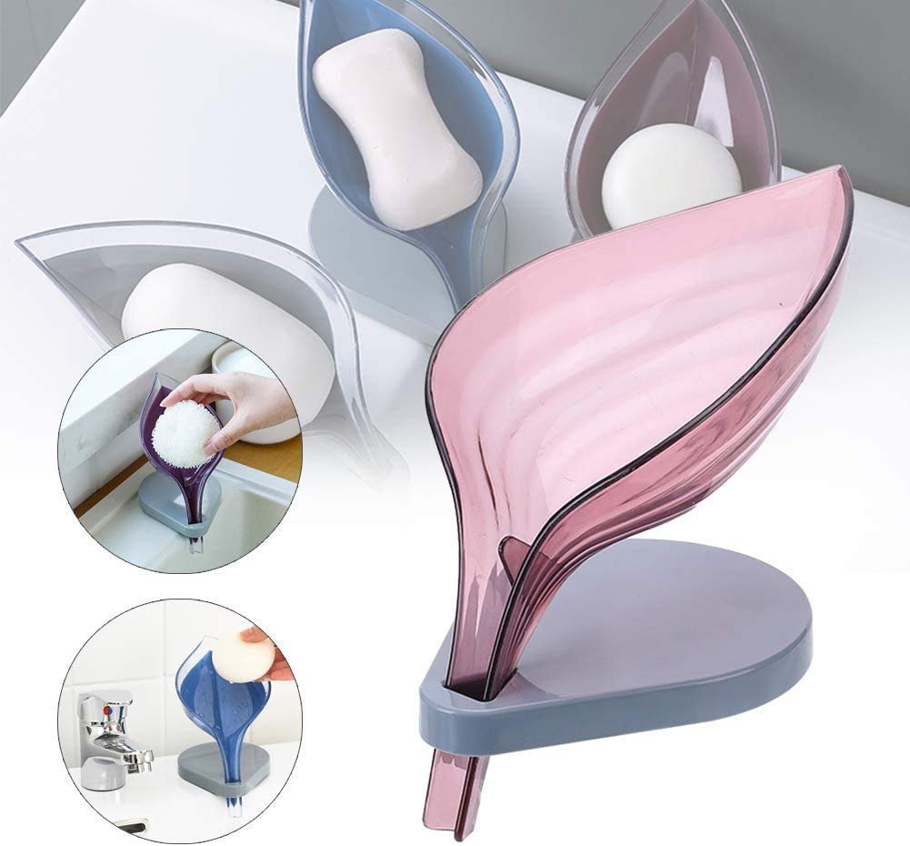 Leaf Shape Soap Holder ? Self-Draining Soap Dish for Bathroom & Kitchen ? Anti-Slip Design, Easy Drainage, Stylish & Functional

