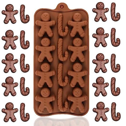 12 Cavity Christmas Silicone Mould ? Non-Stick Candy & Chocolate Mold with Holiday Designs ? Reusable for Baking & Crafts
