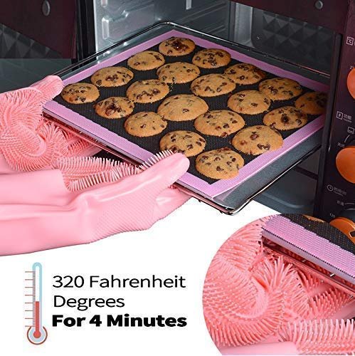 Silicone Hand Gloves for Dishwashing ? Heat-Resistant, Scrub-Embedded, Reusable Cleaning Gloves for Kitchen, Car, Pet & More

