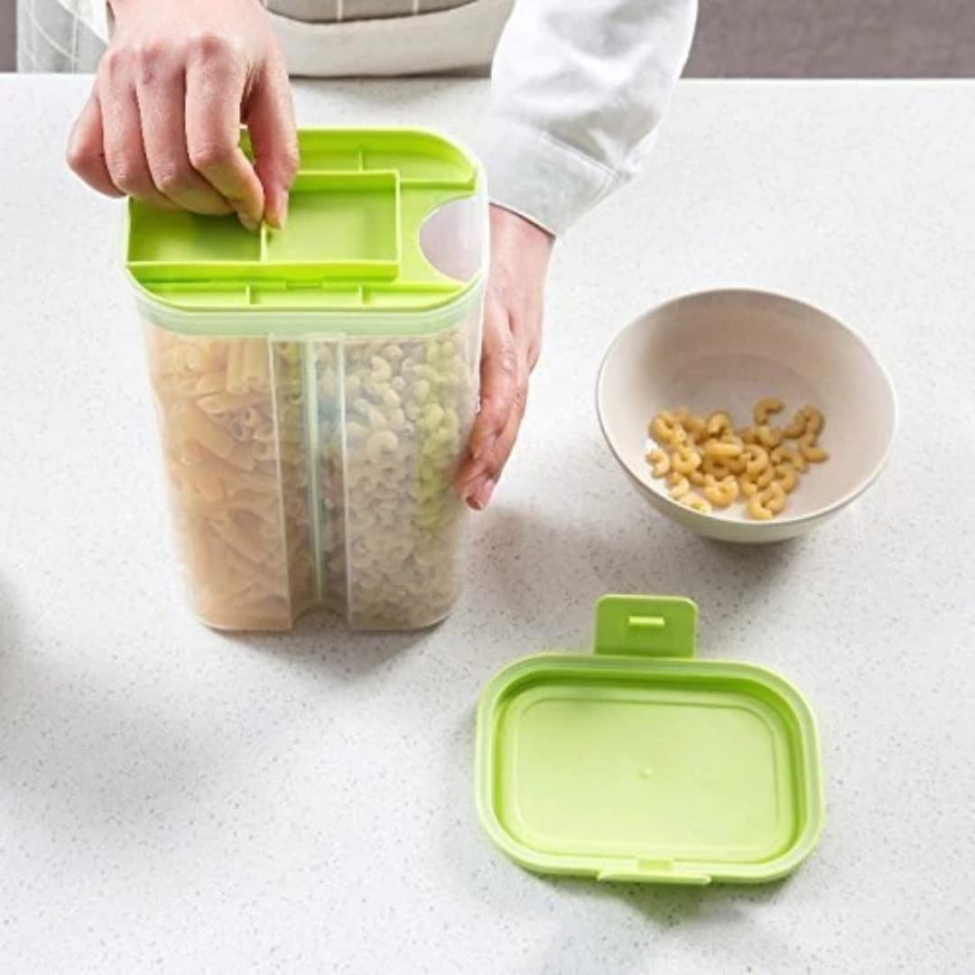 2 Section Airtight Food Container ? Leak-Proof Dual Compartment Lunch & Snack Box ? Microwave Safe & BPA-Free