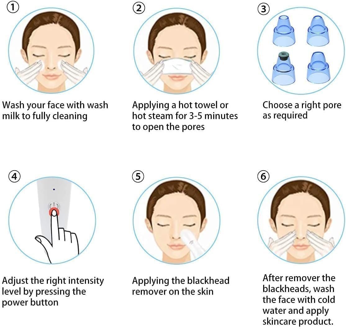 Pore Cleaner ? Deep Cleansing Face Vacuum Suction Tool for Blackheads, Whiteheads, and Skin Exfoliation

