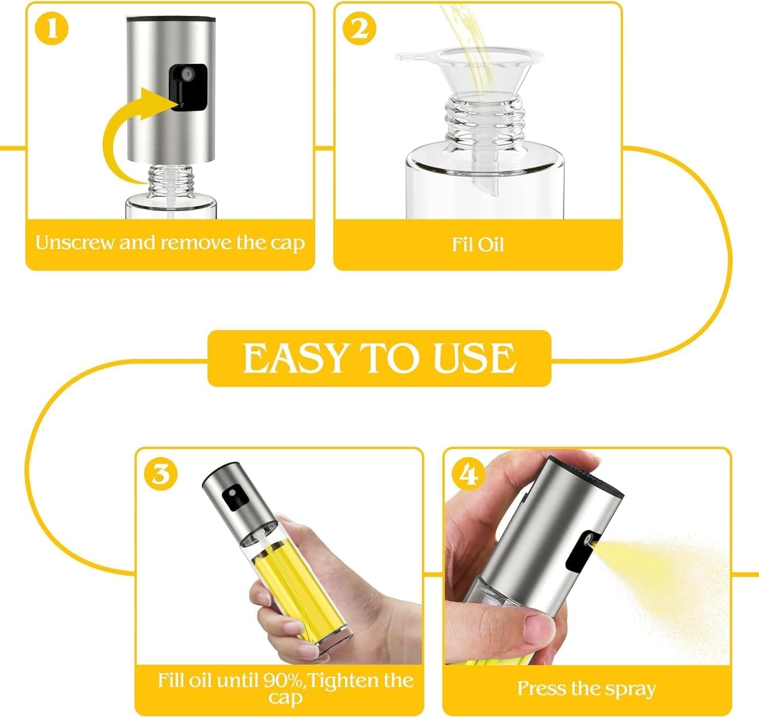 Oil Sprayer ? Reusable, Non-Aerosol Sprayer for Olive Oil, Vinegar, and Cooking Oils ? Healthy, Controlled Dispensing

