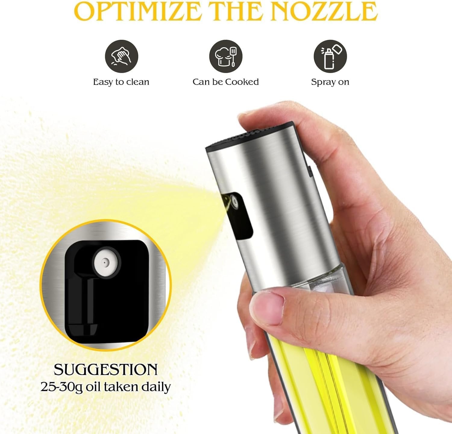 Oil Sprayer ? Reusable, Non-Aerosol Sprayer for Olive Oil, Vinegar, and Cooking Oils ? Healthy, Controlled Dispensing


