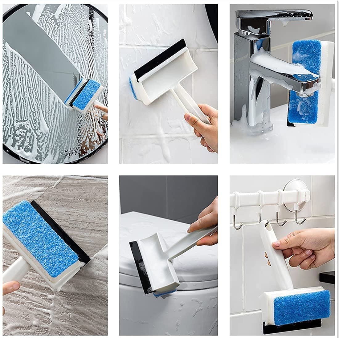 2-in-1 Glass Wiper Cleaning Brush ? Multi-Purpose Window & Glass Cleaner with Scraper for Streak-Free Shine

