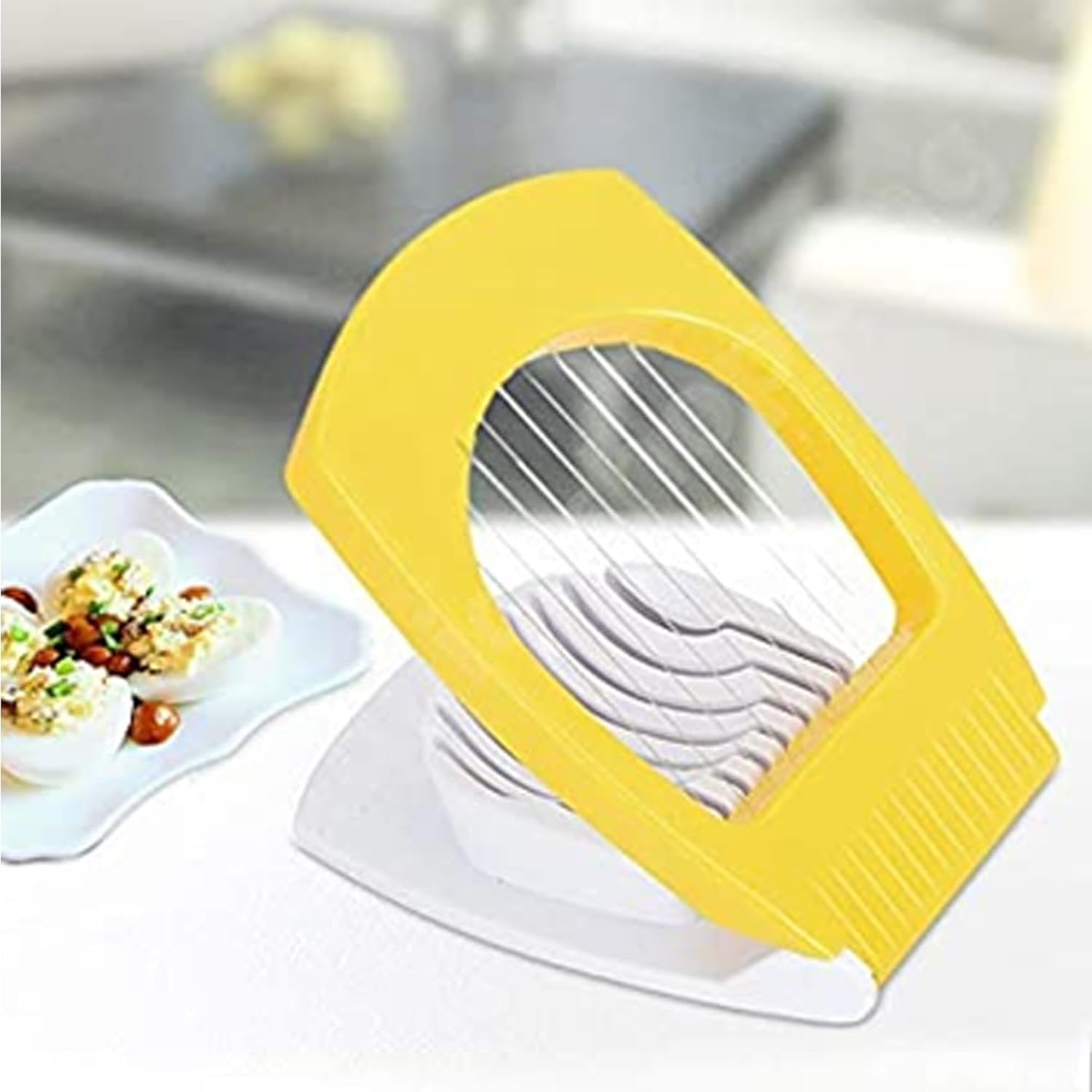 Egg Cutter ? Easy-to-Use Stainless Steel Egg Slicer for Perfect Slices, Ideal for Boiled Eggs and Fruits

