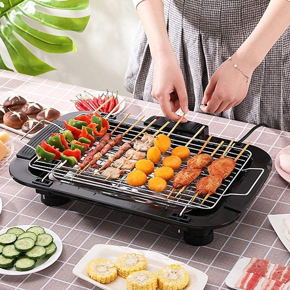 BBQ Electric Barbecue Grill ? Indoor & Outdoor Electric Grill for Perfect Grilling, Smokeless & Adjustable Heat

