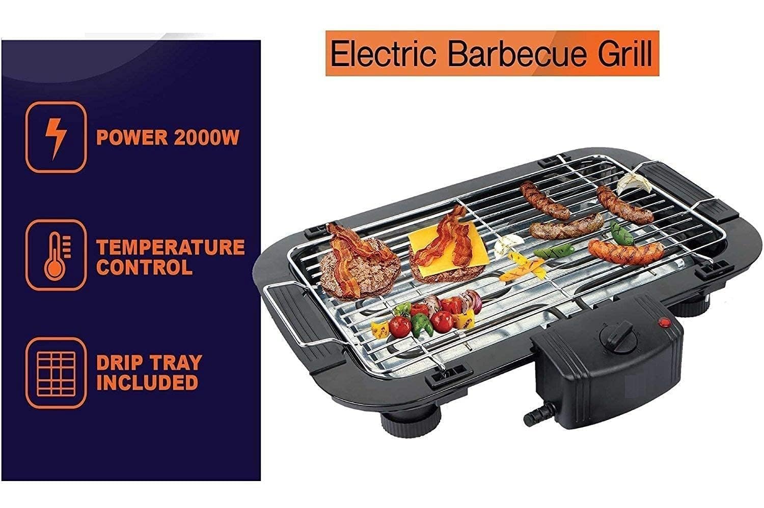 BBQ Electric Barbecue Grill ? Indoor & Outdoor Electric Grill for Perfect Grilling, Smokeless & Adjustable Heat


