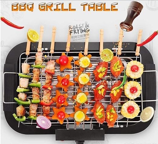 BBQ Electric Barbecue Grill ? Indoor & Outdoor Electric Grill for Perfect Grilling, Smokeless & Adjustable Heat

