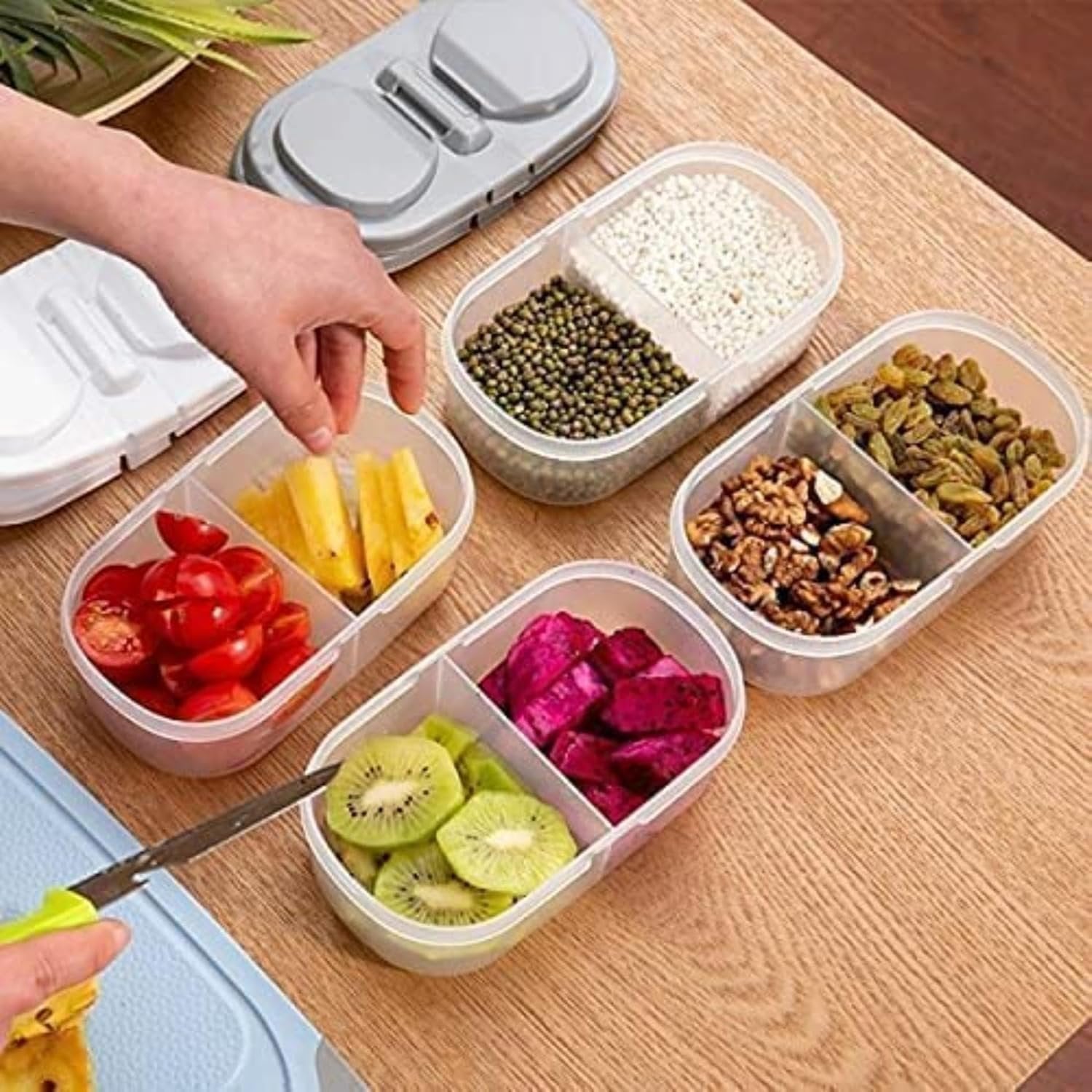 2 Way Food Storage Container Box ? Airtight, Leak-Proof, Stackable Design for Easy Food Organization

